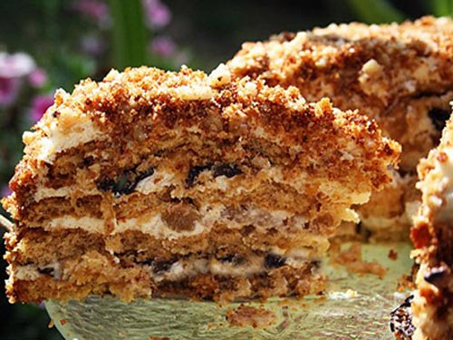 Медовый торт с черносливом, рецепты тортов