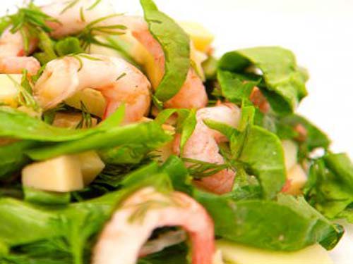 Салат с креветками и шпинатом, рецепт салата